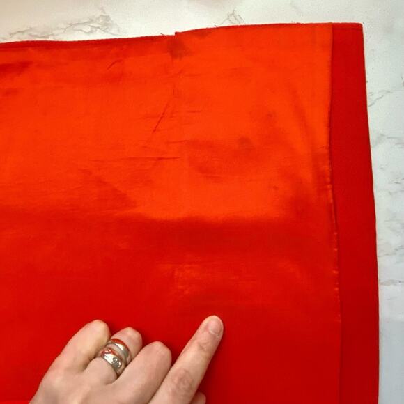 Vintage DEJAC PARIS Red Poplin Double Breasted Coat L + Betsey Johnson Pin - Picture 16 of 16